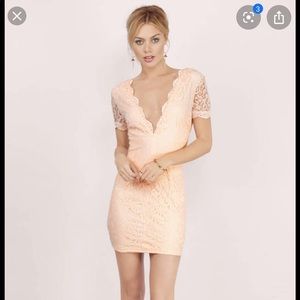 Tobi Lace Bodycon Dress, Blush/Pink, Size Small